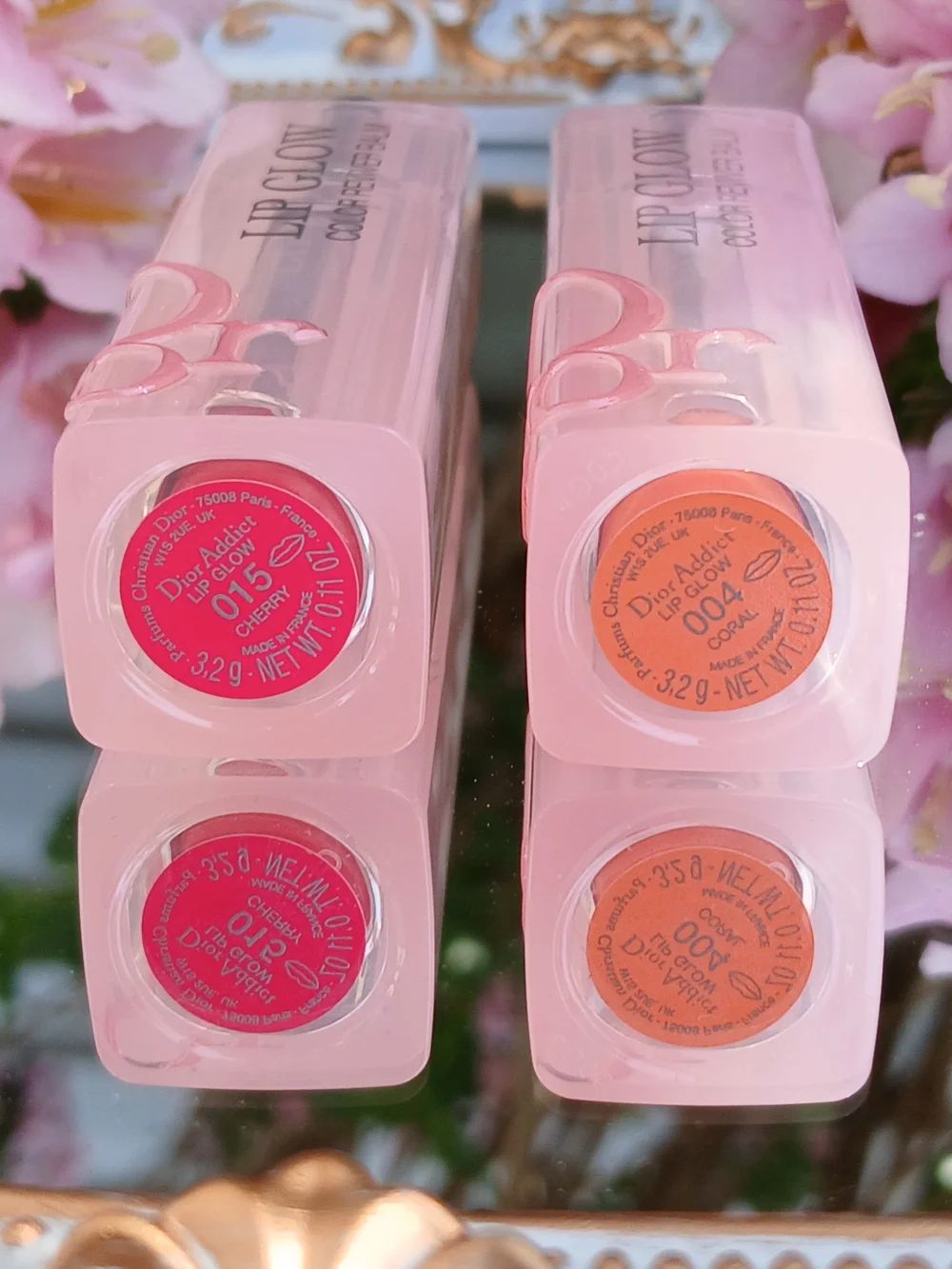 Dior Lip Glow Color Reviver Balm Duo | Shades 004 Coral & 015 Cherry
